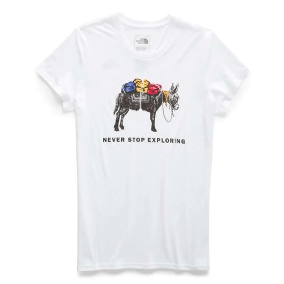 The North Face Women's Short Sleeve Pony Wheels Tri-Blend Tee/White Small NWT - Picture 2 of 6